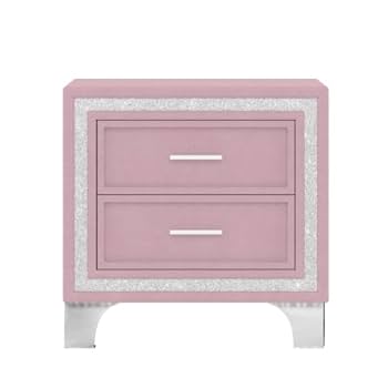 Amazon.com: 2-Drawer Nightstand with Silver Glitter Strip